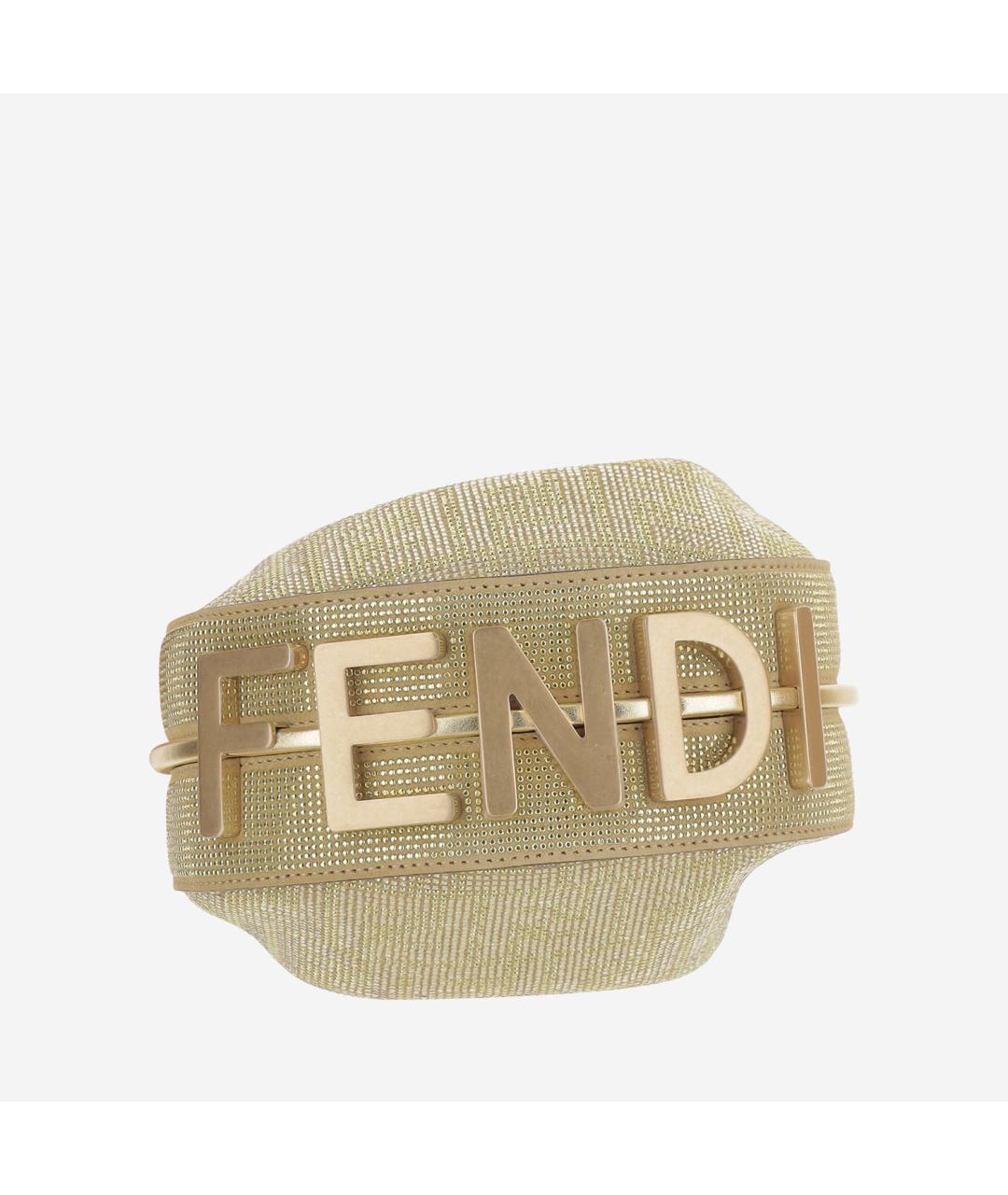 FENDI Золотая кожаная сумка через плечо, фото 4