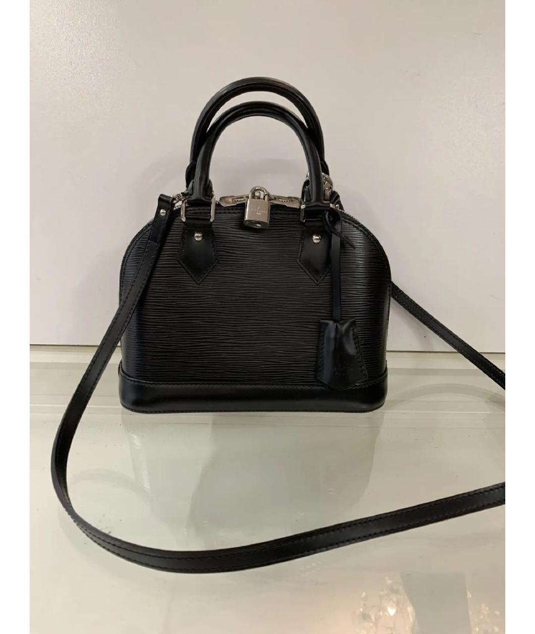 LOUIS VUITTON Черная кожаная сумка с короткими ручками, фото 10
