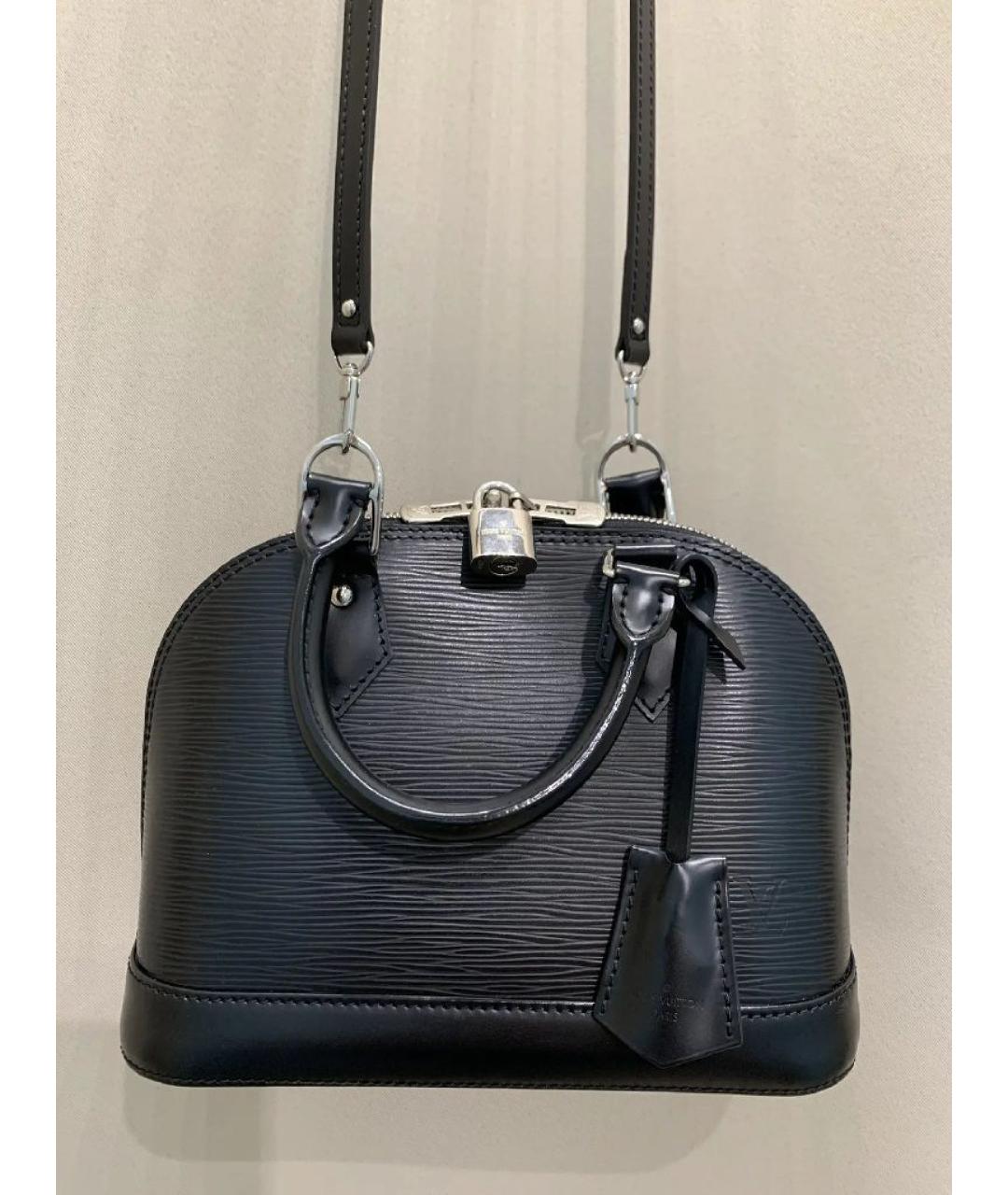LOUIS VUITTON Черная кожаная сумка с короткими ручками, фото 8