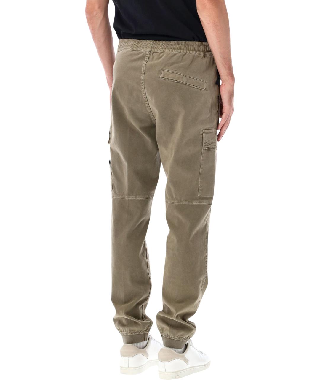 STONE ISLAND Хаки хлопковые повседневные брюки, фото 2