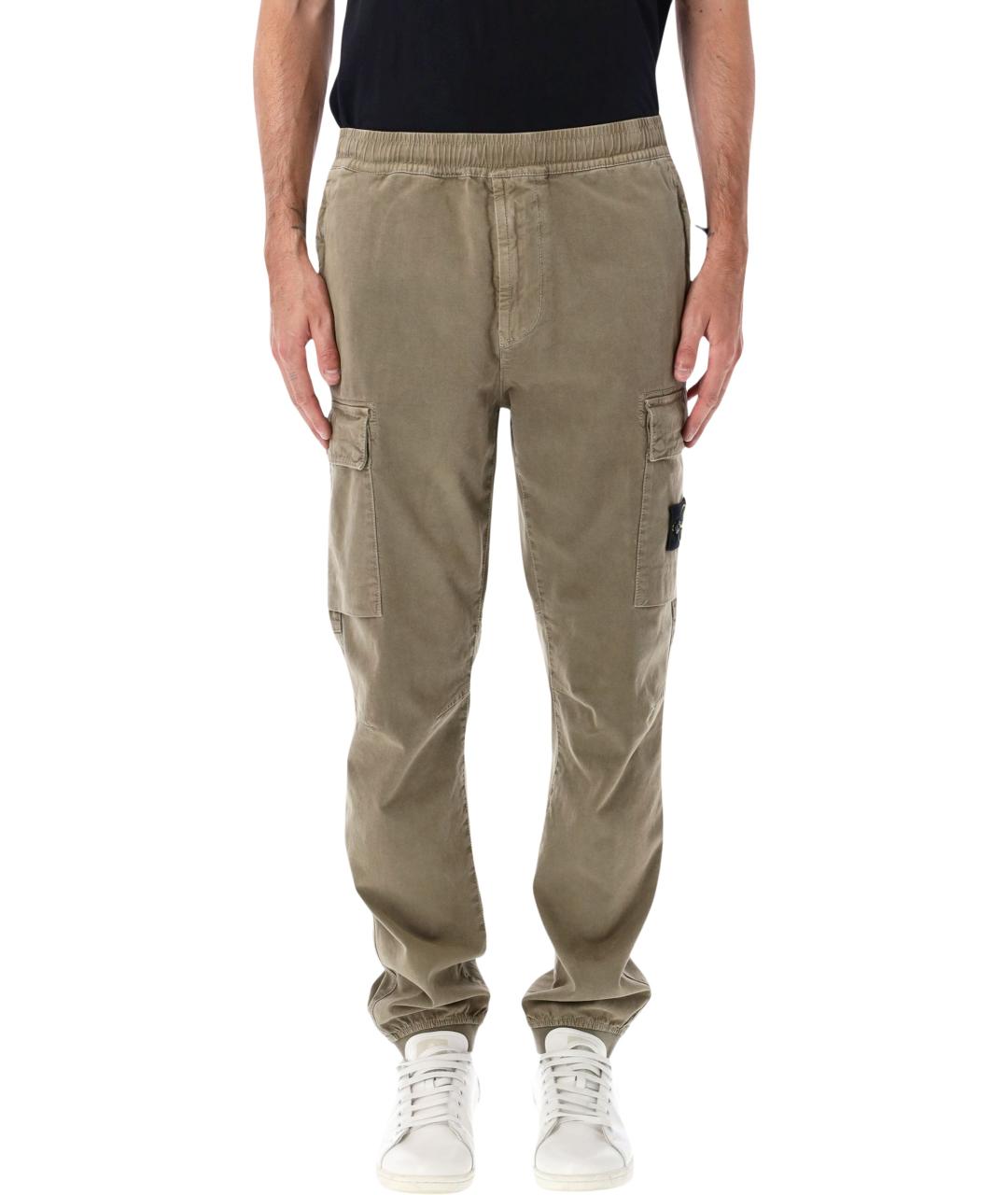 STONE ISLAND Хаки хлопковые повседневные брюки, фото 1