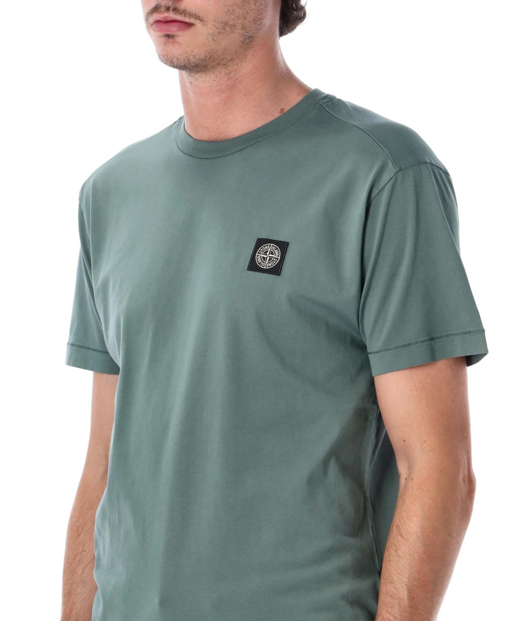 STONE ISLAND Зеленая хлопковая футболка, фото 3