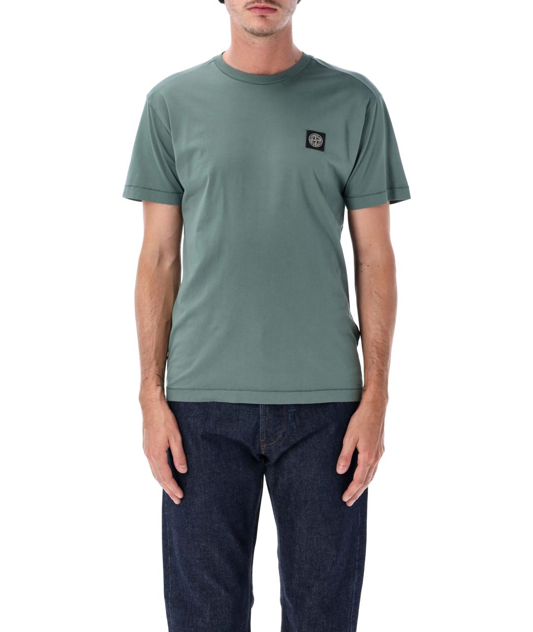 STONE ISLAND Зеленая хлопковая футболка, фото 1