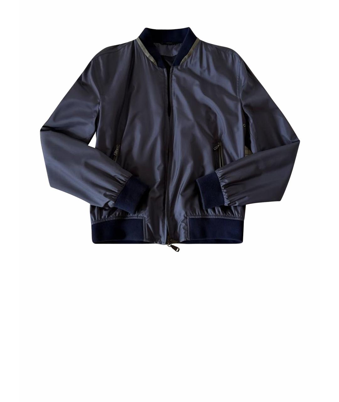 BRIONI Темно-синяя шелковая куртка, фото 1