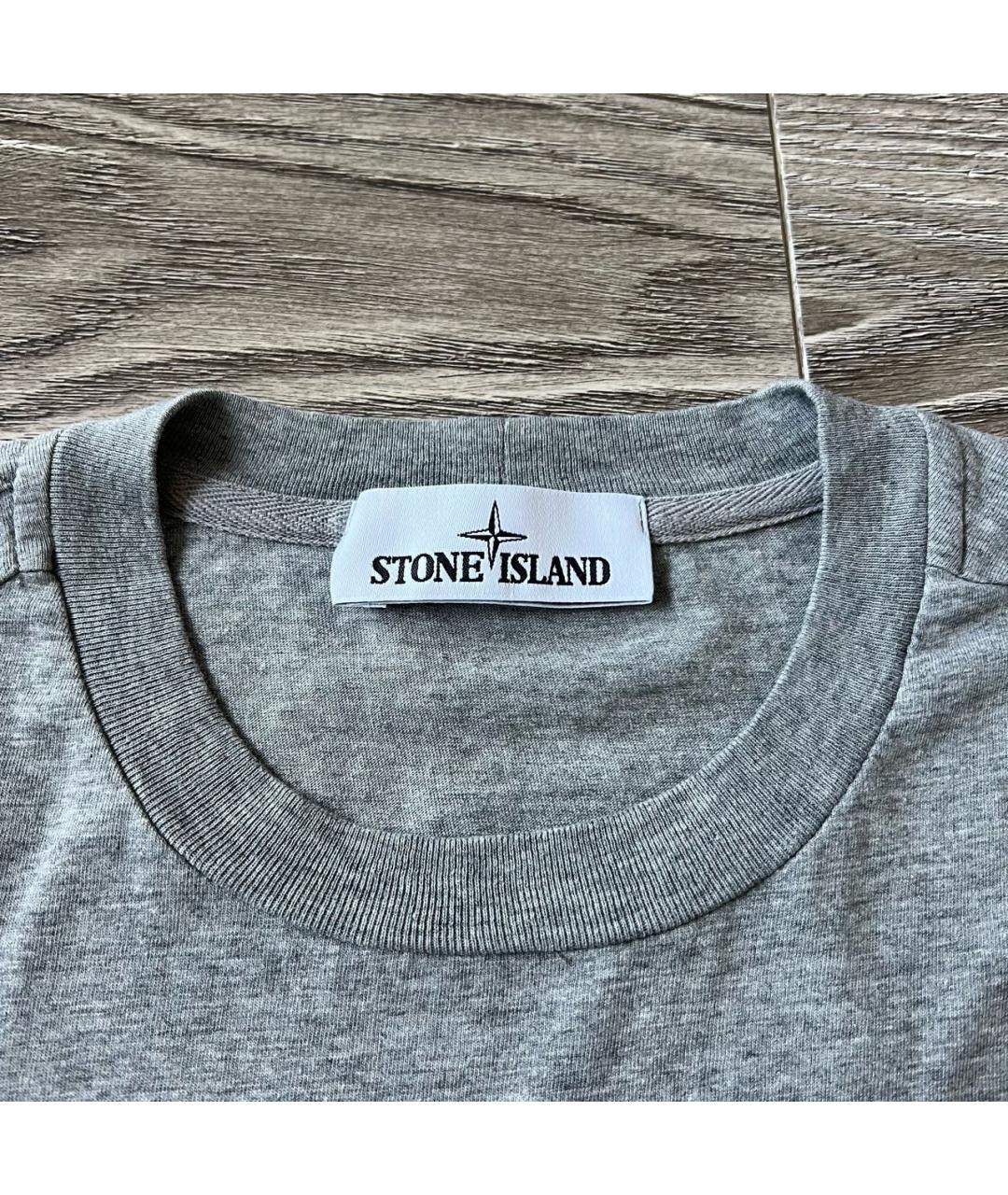 STONE ISLAND Серая хлопковая футболка, фото 3