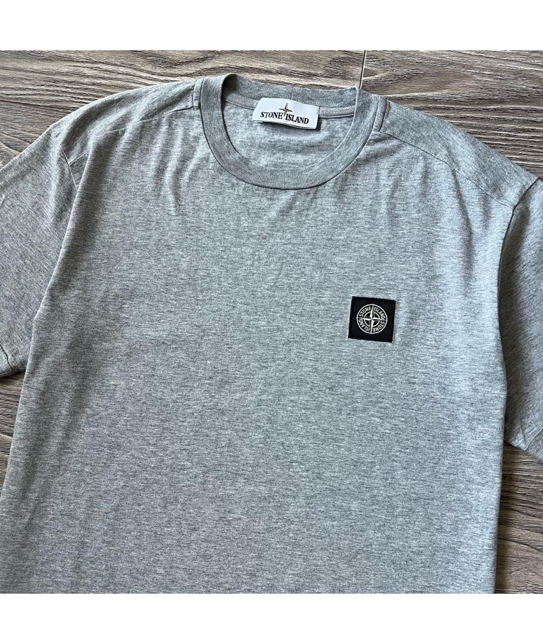 STONE ISLAND Серая хлопковая футболка, фото 6