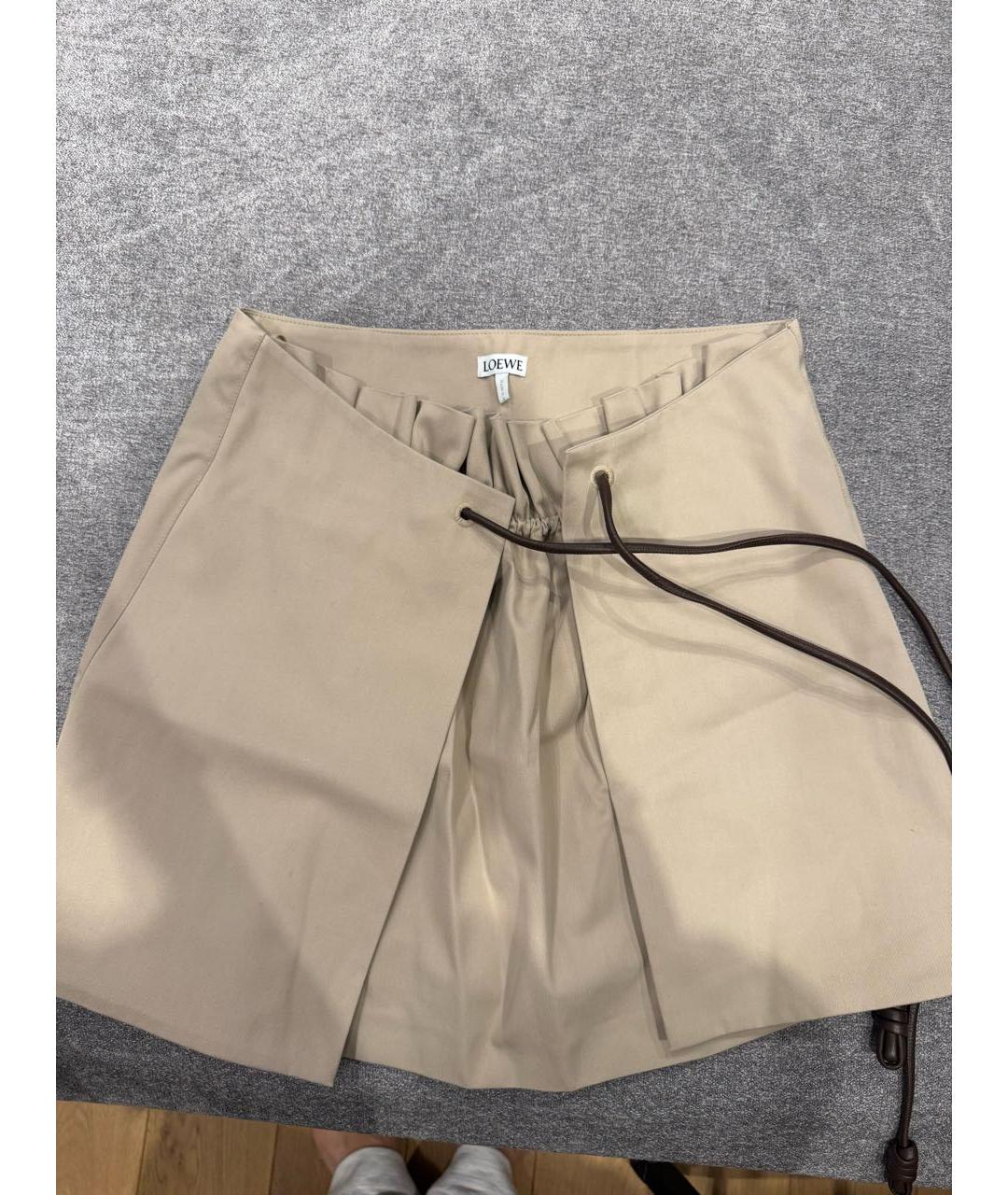 LOEWE Бежевая хлопковая юбка мини, фото 2
