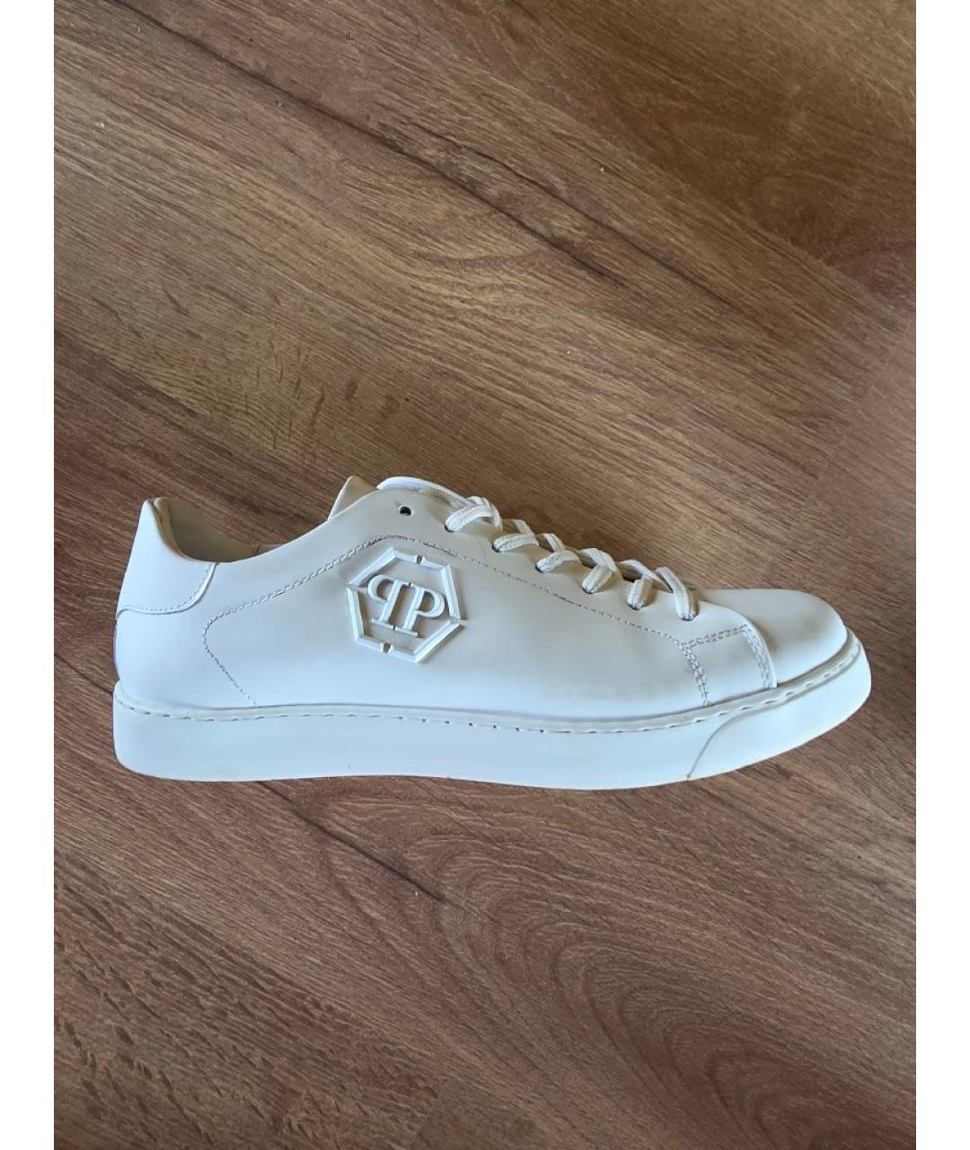 PHILIPP PLEIN Белые кожаные кеды, фото 5