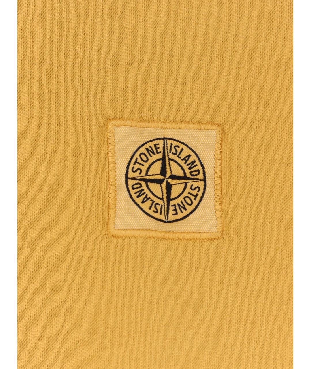 STONE ISLAND Желтая хлопковая футболка, фото 3