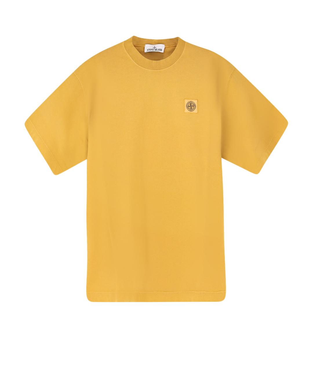 STONE ISLAND Желтая хлопковая футболка, фото 1