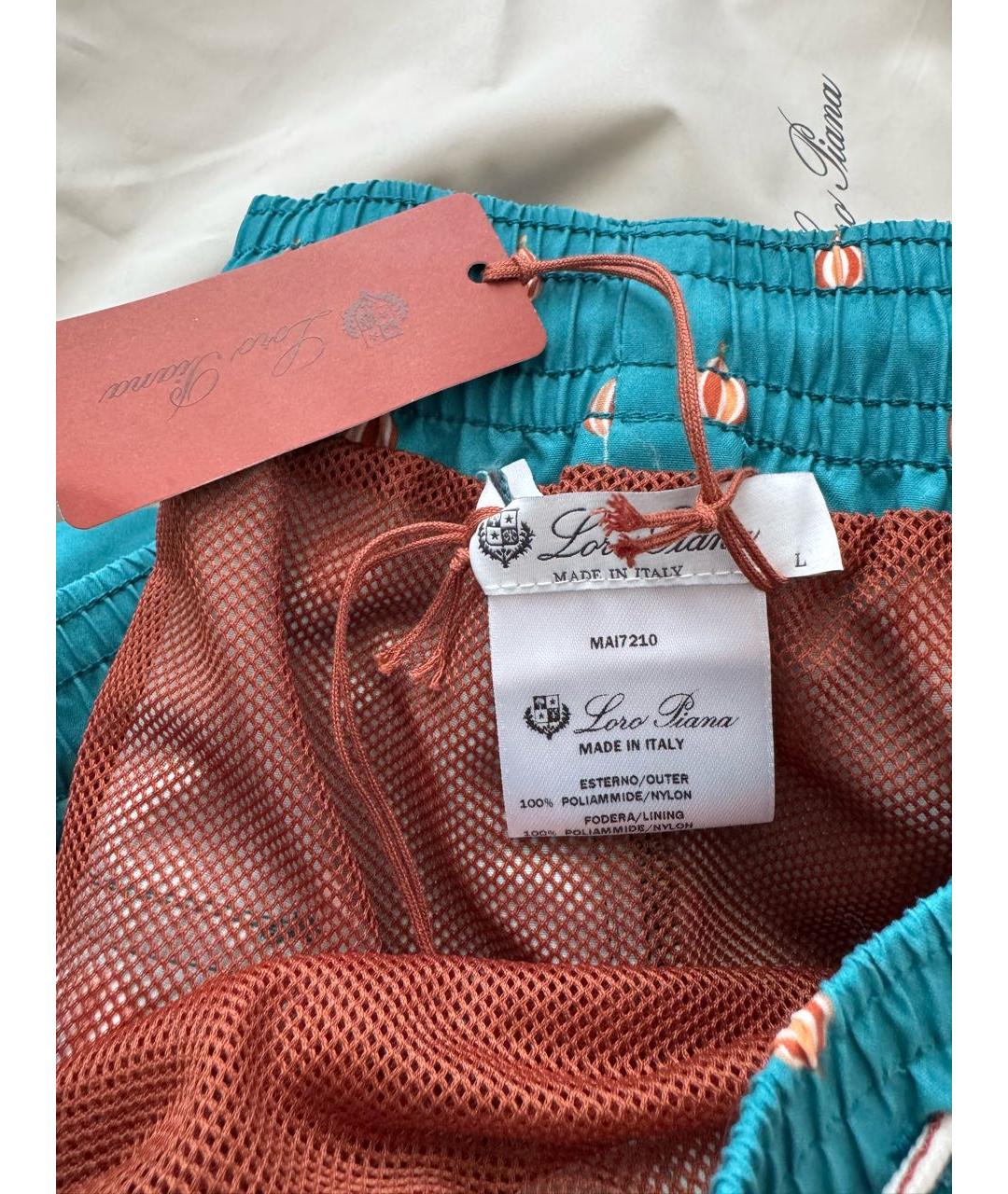 LORO PIANA Бирюзовые полиэстеровые шорты, фото 2