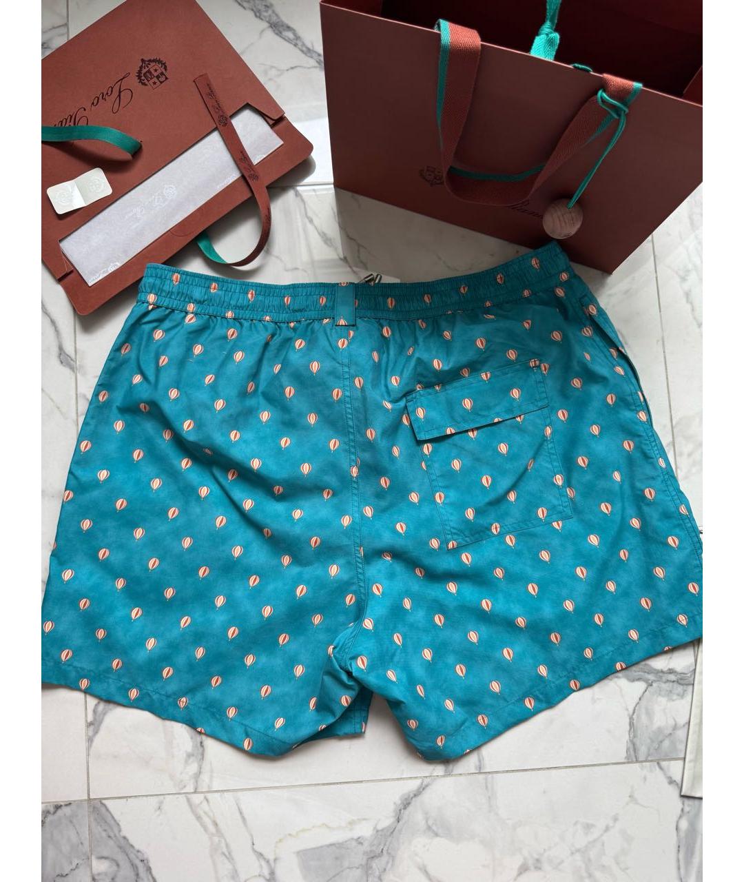 LORO PIANA Бирюзовые полиэстеровые шорты, фото 4