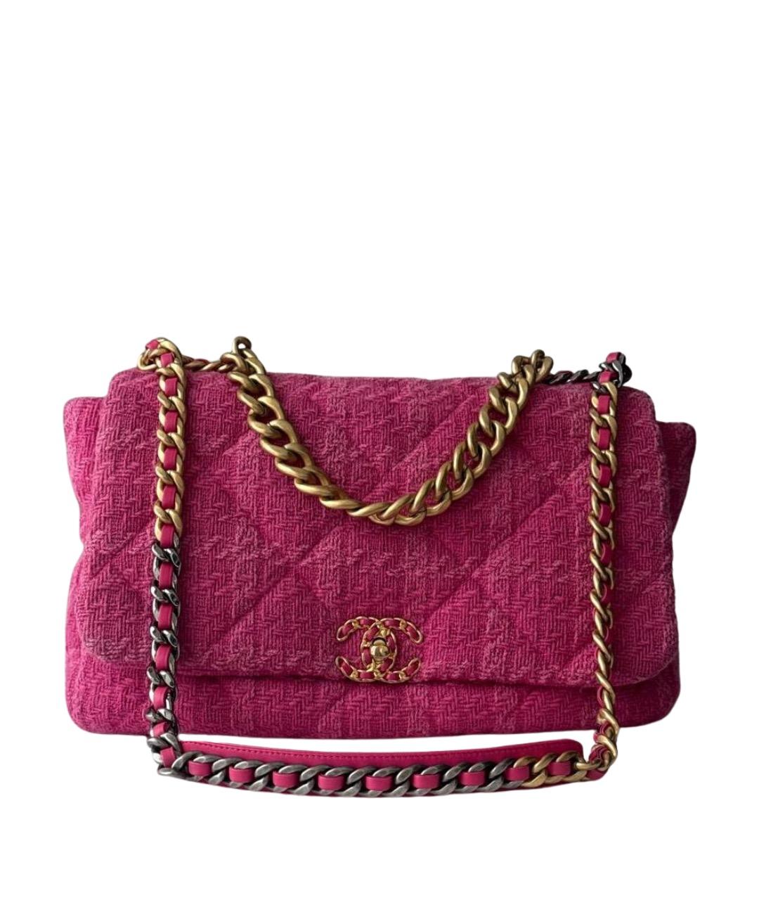 CHANEL Розовая твидовая сумка через плечо, фото 1