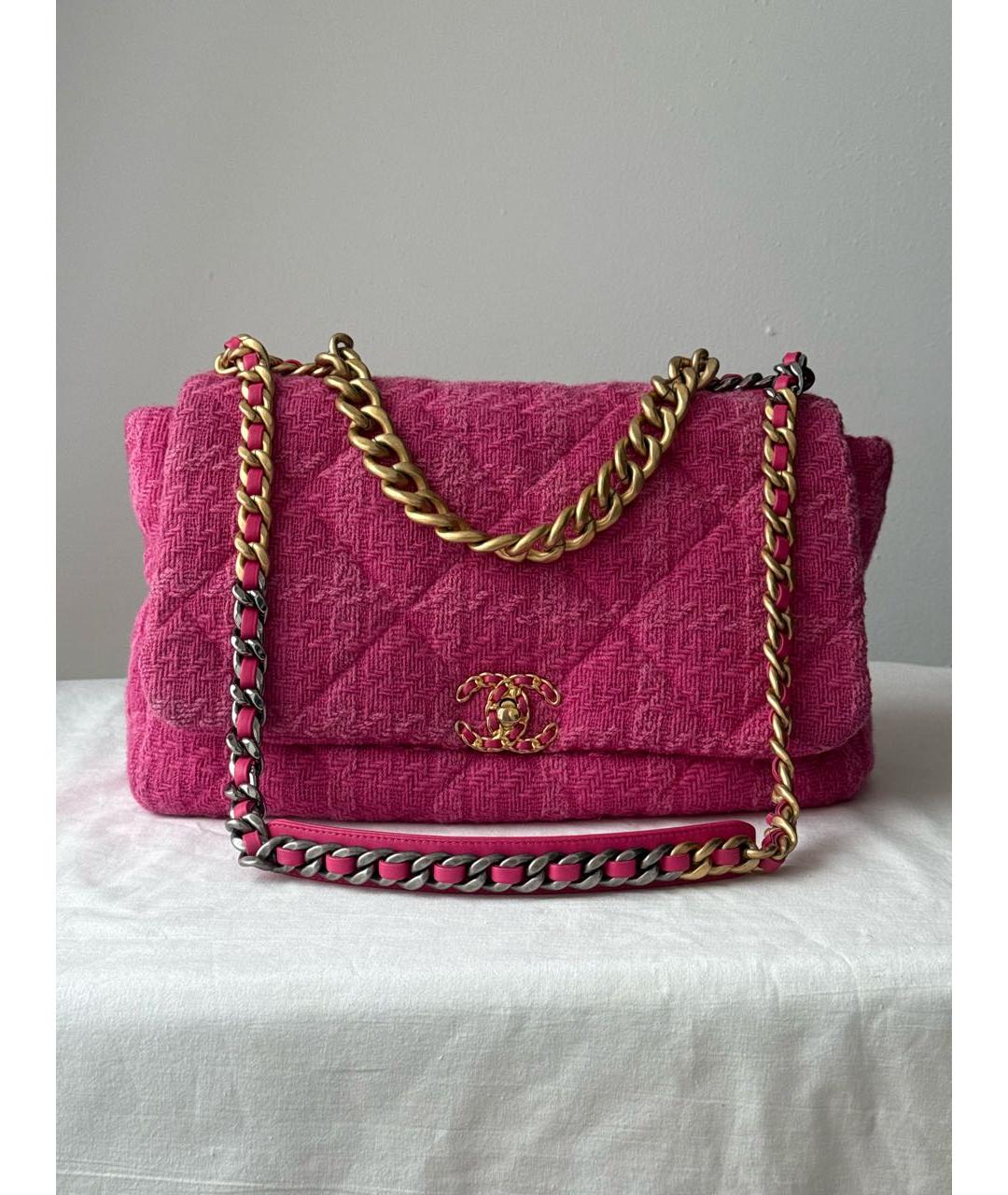 CHANEL Розовая твидовая сумка через плечо, фото 9
