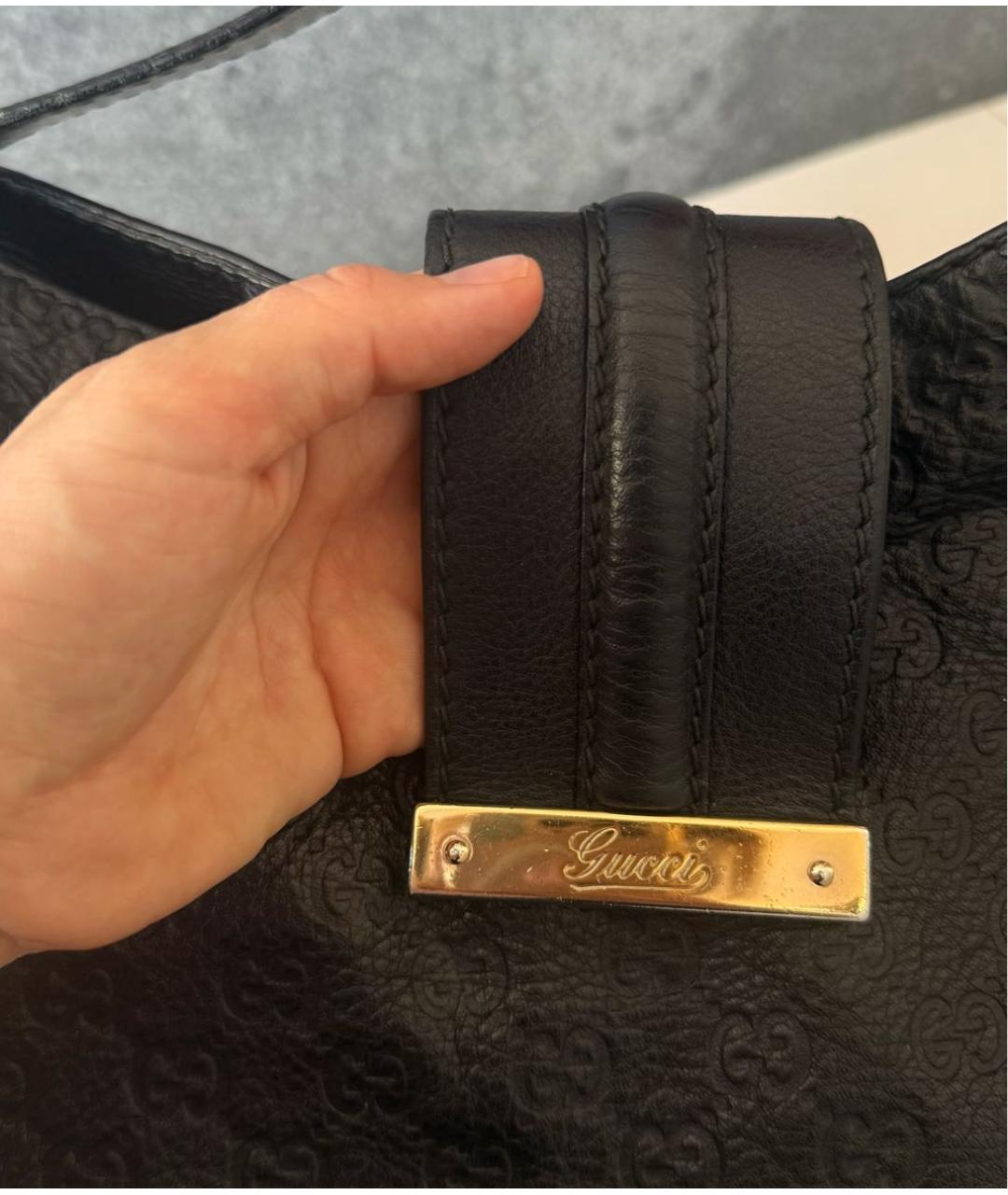 GUCCI Черная кожаная сумка с короткими ручками, фото 7