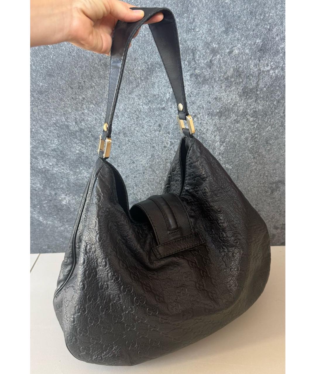 GUCCI Черная кожаная сумка с короткими ручками, фото 3