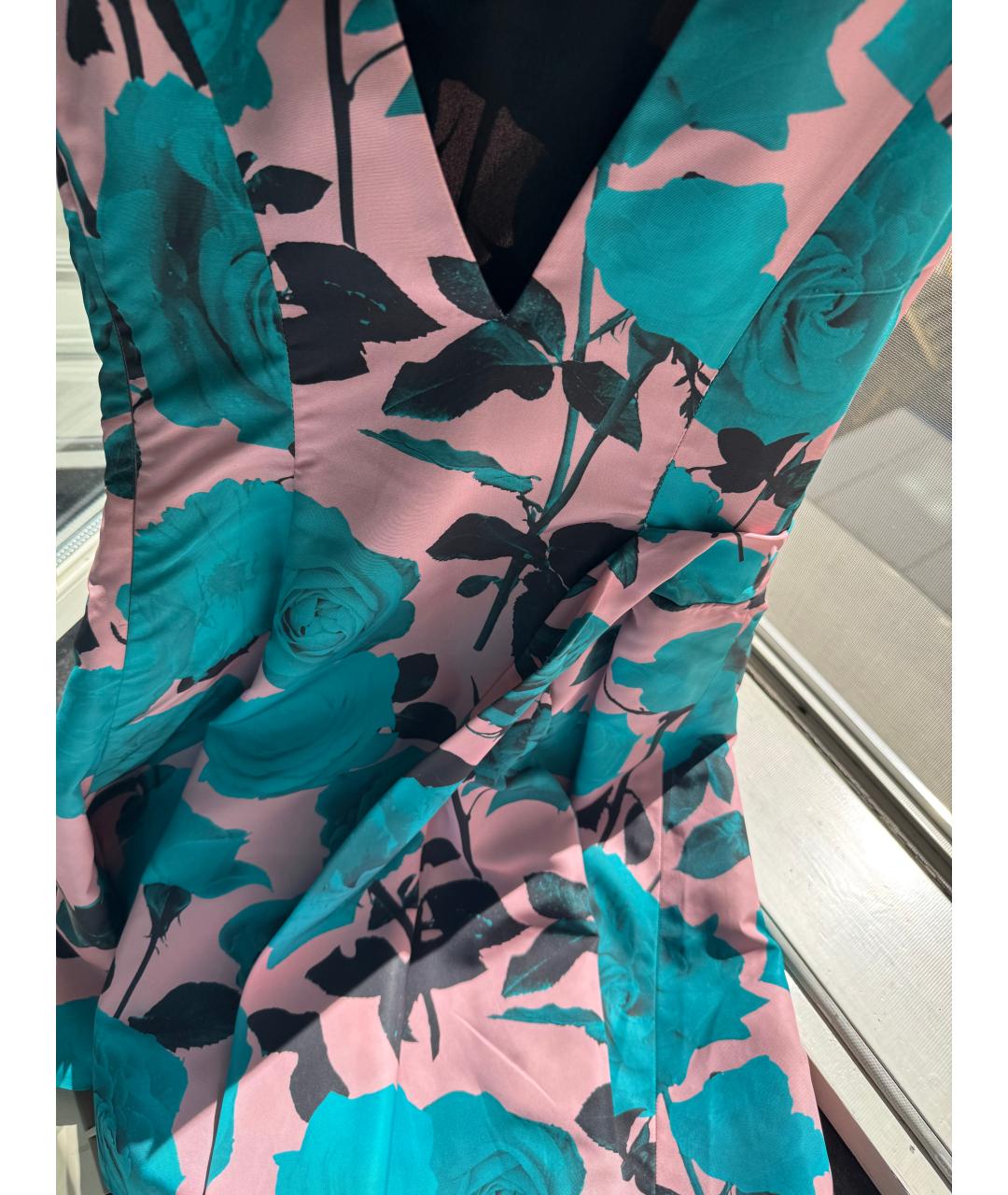 CHRISTIAN DIOR Бирюзовое шелковое повседневное платье, фото 3