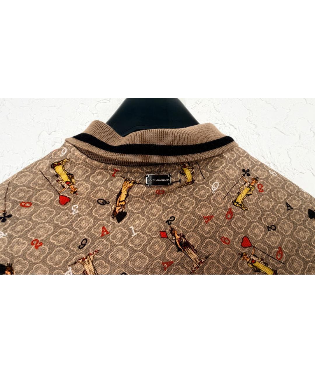 DOLCE&GABBANA Коричневое хлопковое поло с коротким рукавом, фото 3