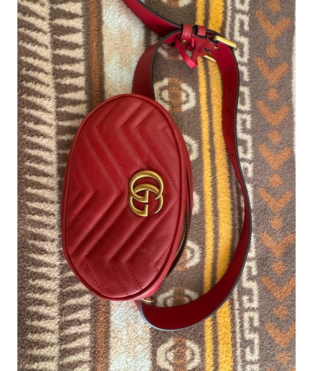GUCCI Красная кожаная поясная сумка, фото 5
