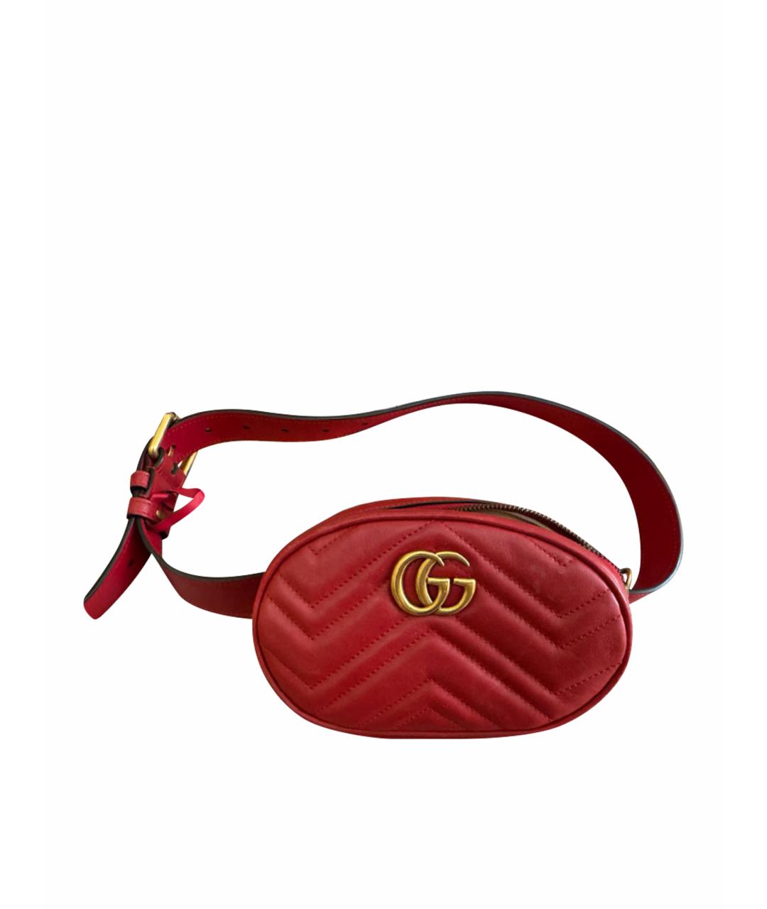 GUCCI Красная кожаная поясная сумка, фото 1