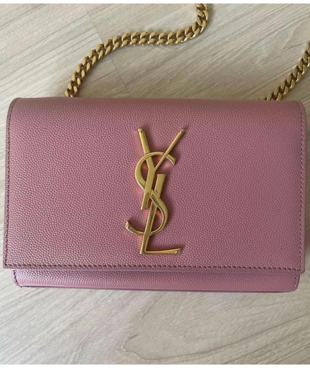 SAINT LAURENT Розовая кожаная сумка через плечо, фото 5