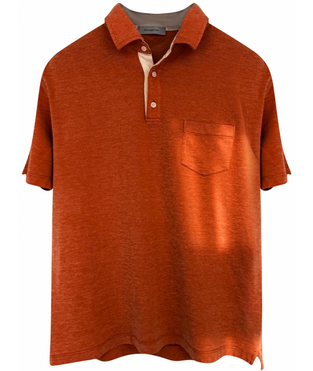 ERMENEGILDO ZEGNA XXX Оранжевое хлопковое поло с коротким рукавом, фото 1