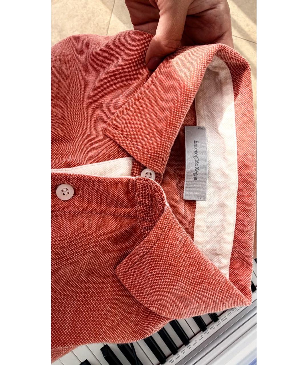 ERMENEGILDO ZEGNA XXX Оранжевое хлопковое поло с коротким рукавом, фото 3