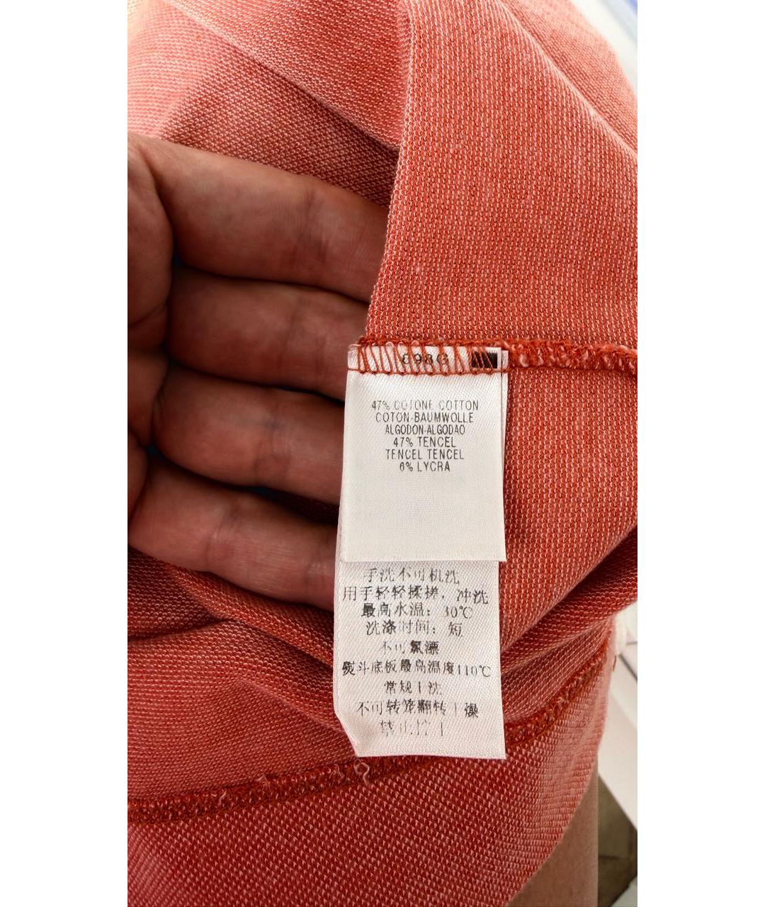 ERMENEGILDO ZEGNA XXX Оранжевое хлопковое поло с коротким рукавом, фото 4