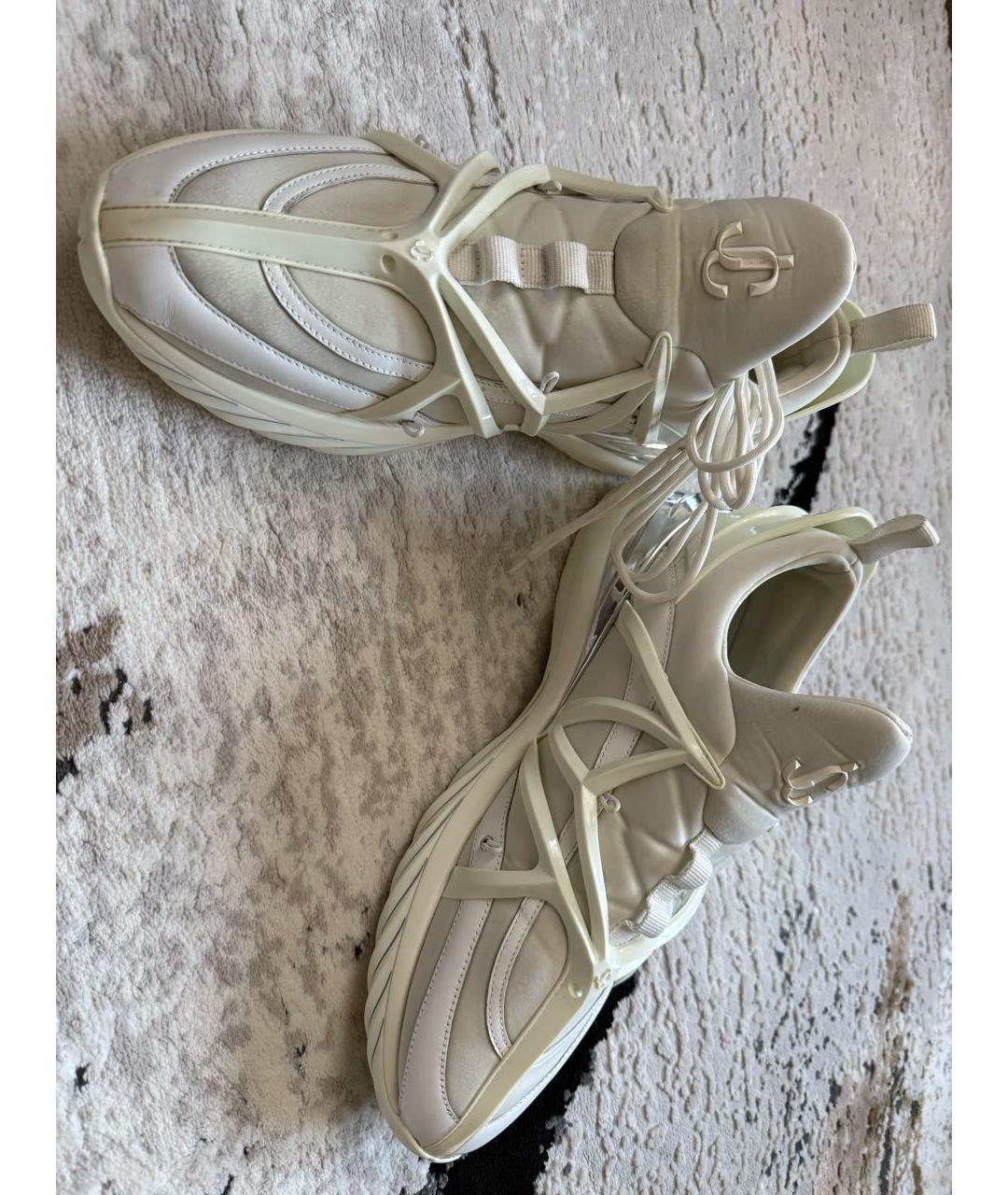 JIMMY CHOO Белые неопреновые низкие кроссовки / кеды, фото 8