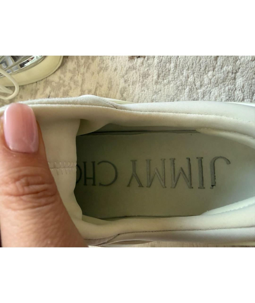 JIMMY CHOO Белые неопреновые низкие кроссовки / кеды, фото 7