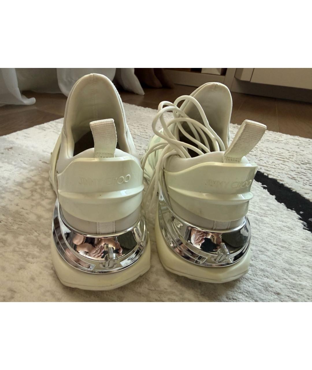 JIMMY CHOO Белые неопреновые низкие кроссовки / кеды, фото 2
