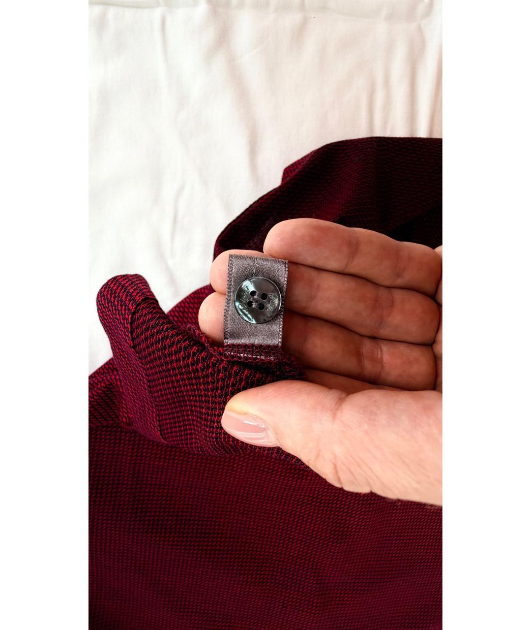 BRIONI Бордовое шелковое поло с коротким рукавом, фото 4
