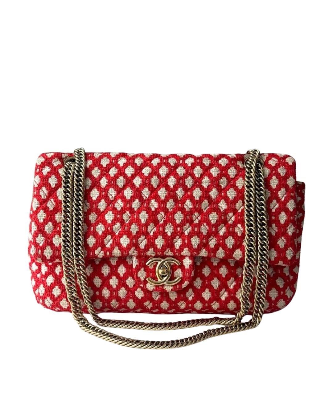 CHANEL Красная твидовая сумка через плечо, фото 1