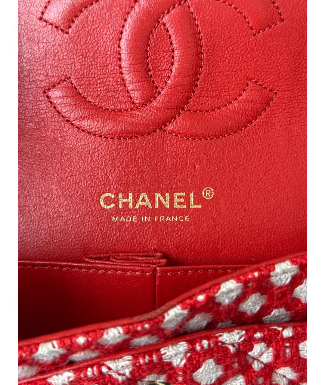 CHANEL Красная твидовая сумка через плечо, фото 6