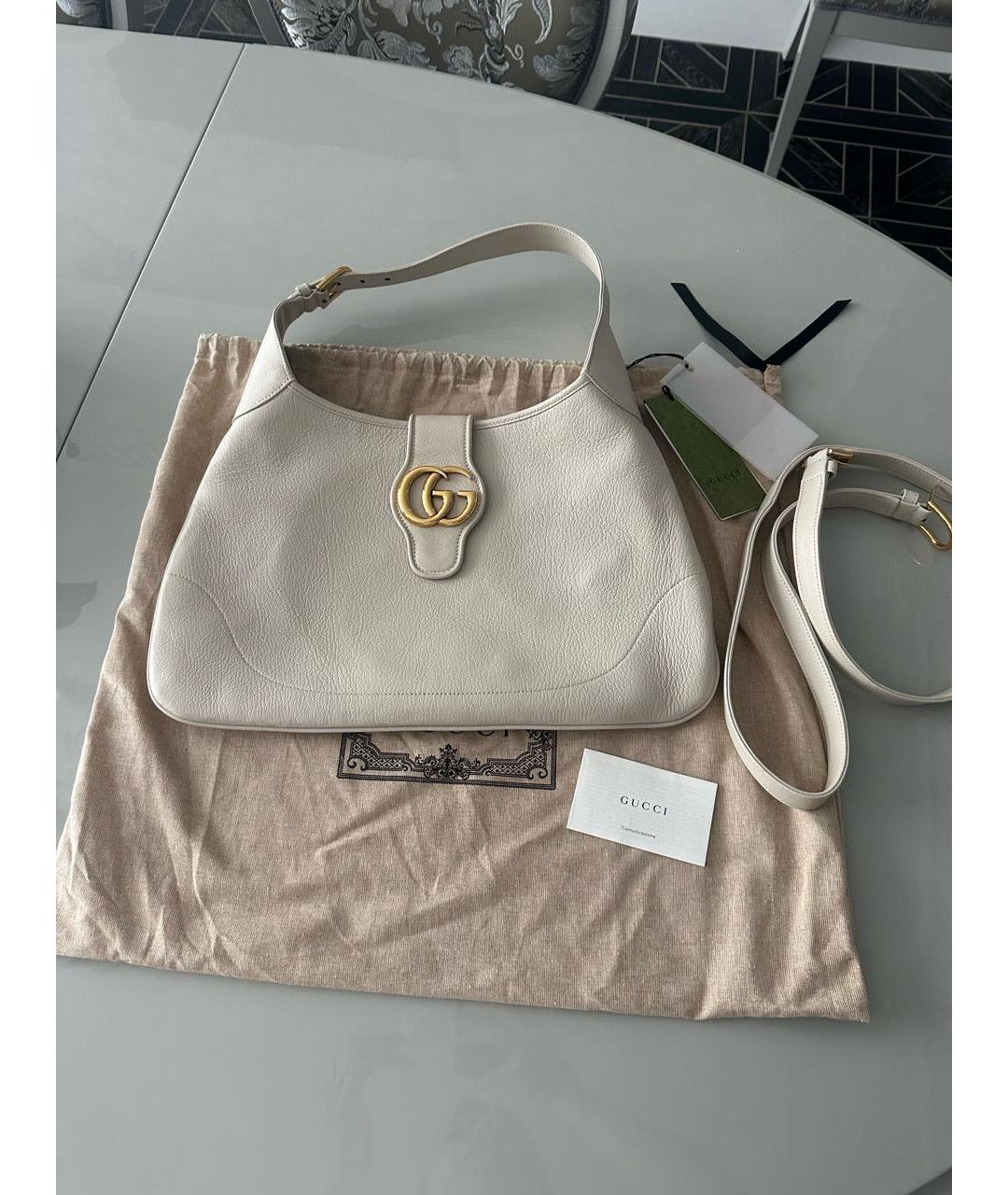 GUCCI Бежевая кожаная сумка с короткими ручками, фото 5