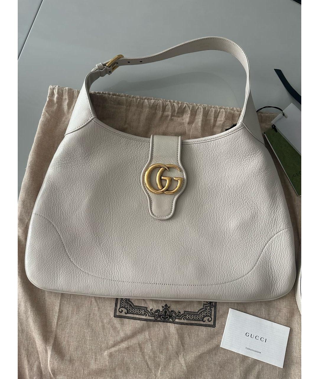 GUCCI Бежевая кожаная сумка с короткими ручками, фото 2