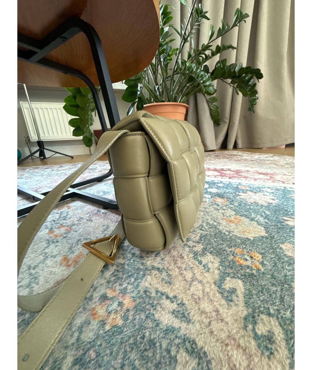 BOTTEGA VENETA Хаки кожаная сумка через плечо, фото 2