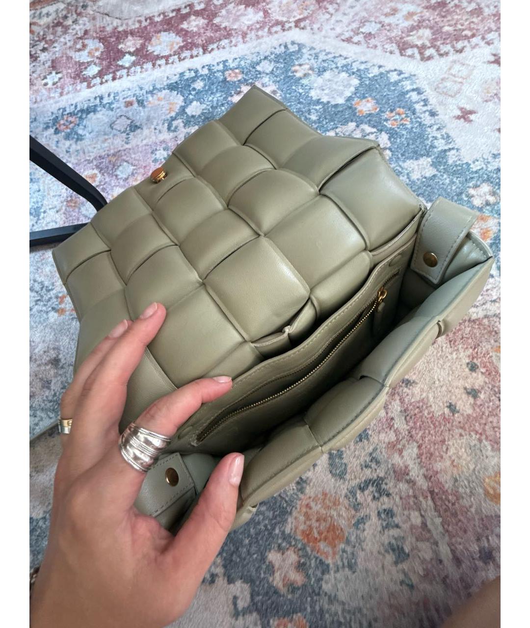 BOTTEGA VENETA Хаки кожаная сумка через плечо, фото 4