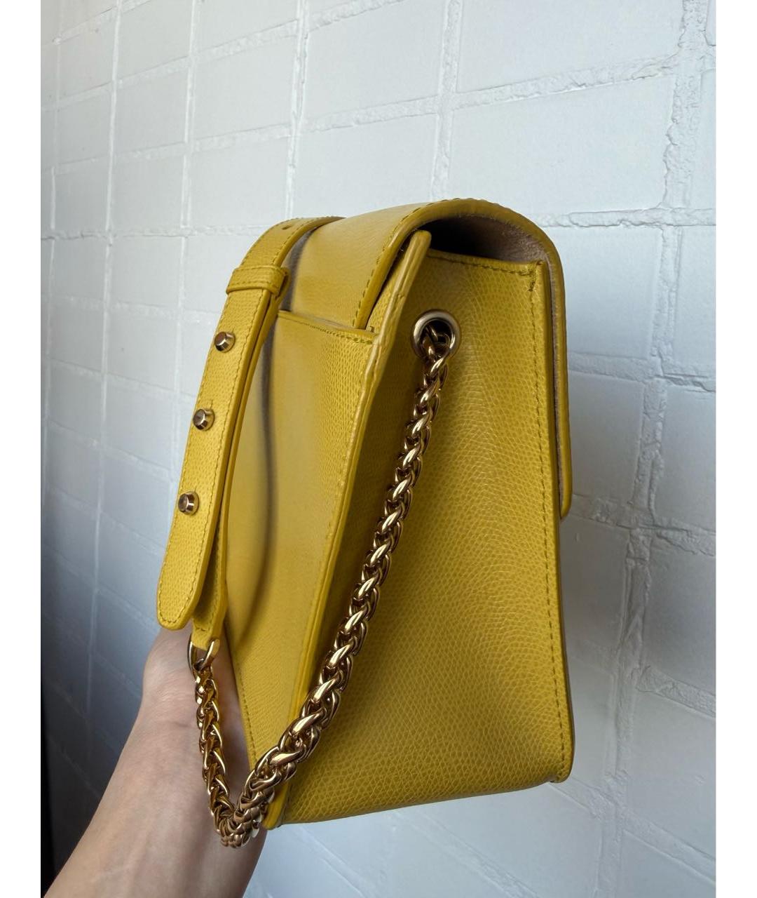 FURLA Желтая кожаная сумка через плечо, фото 7