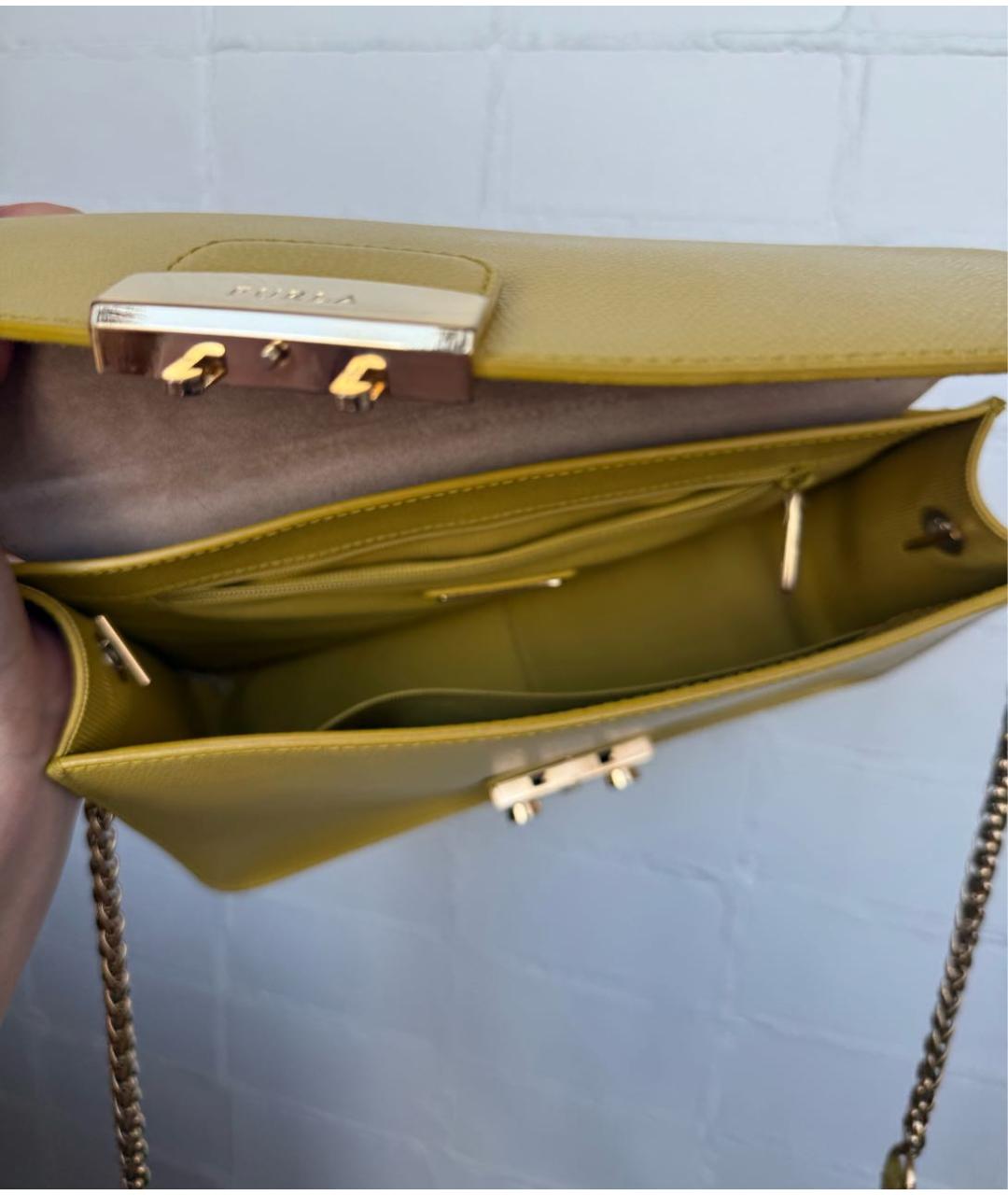 FURLA Желтая кожаная сумка через плечо, фото 4