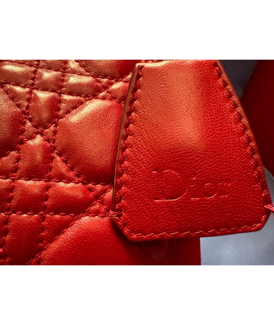 CHRISTIAN DIOR Красная кожаная сумка через плечо, фото 3