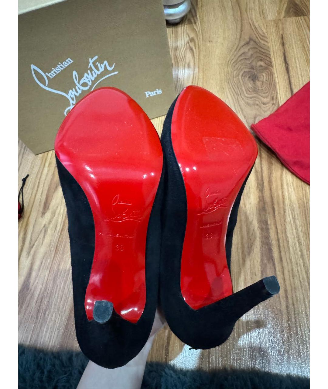 CHRISTIAN LOUBOUTIN Черные замшевые ботильоны, фото 4