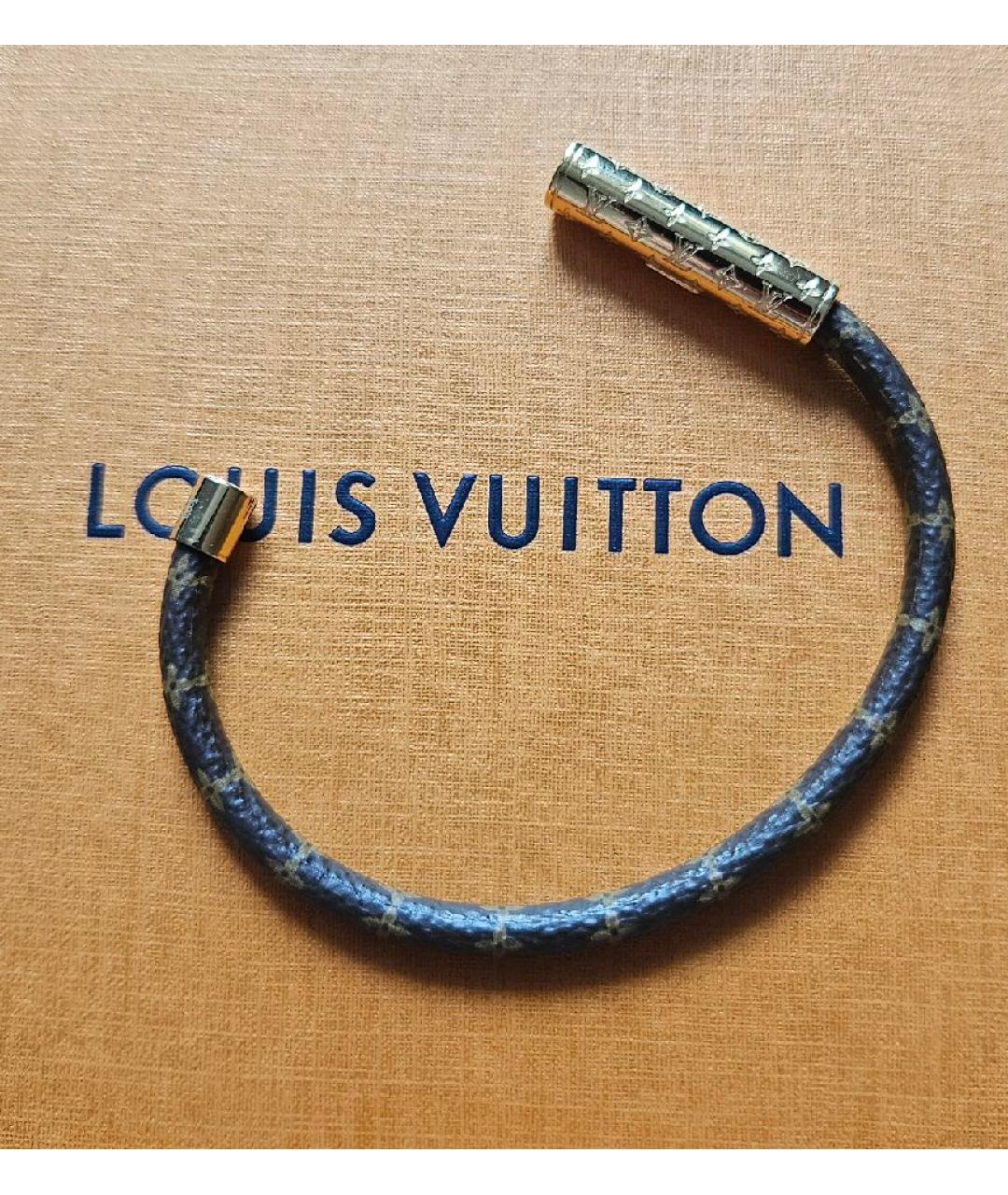 LOUIS VUITTON Коричневый кожаный браслет, фото 2