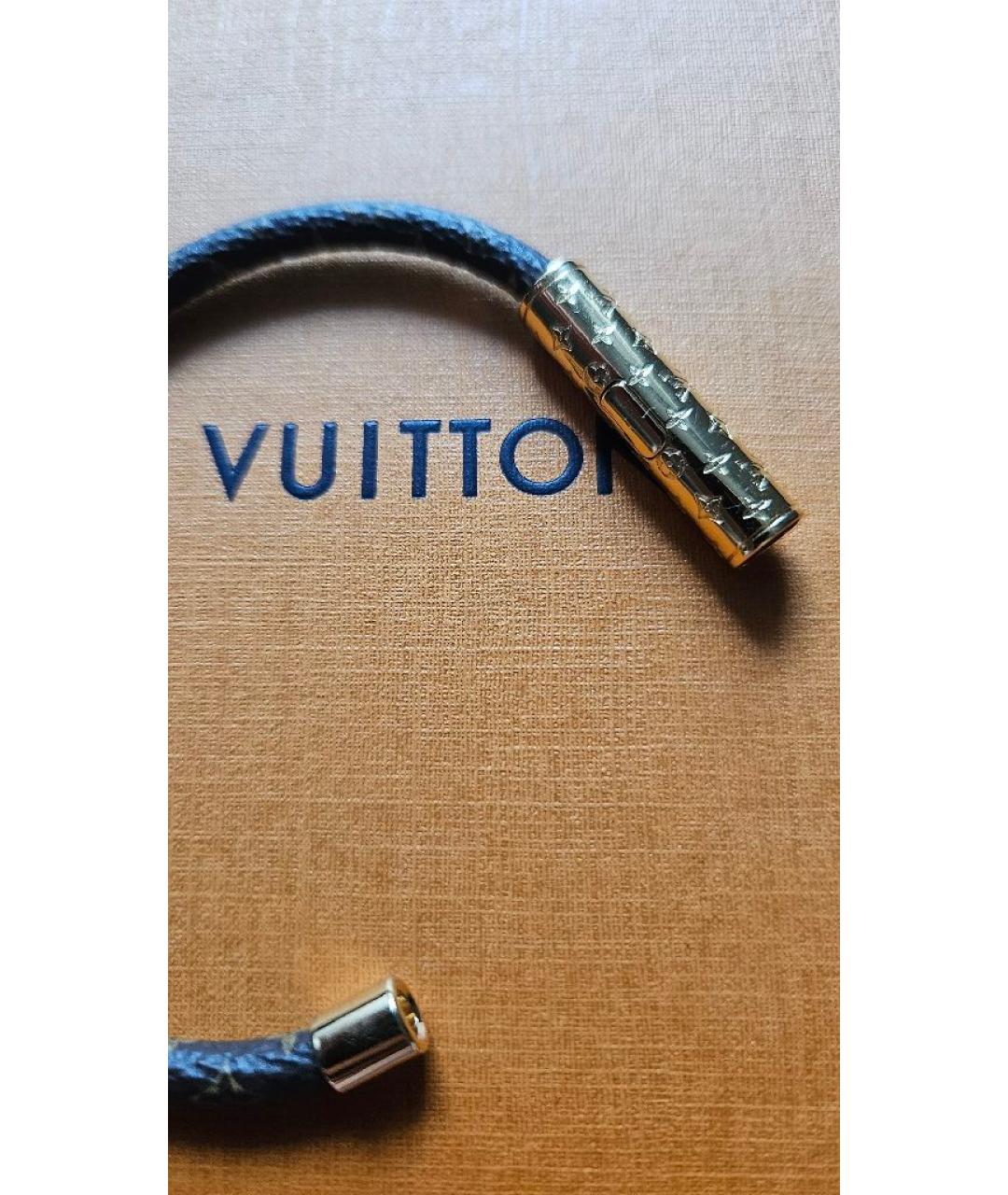LOUIS VUITTON Коричневый кожаный браслет, фото 4