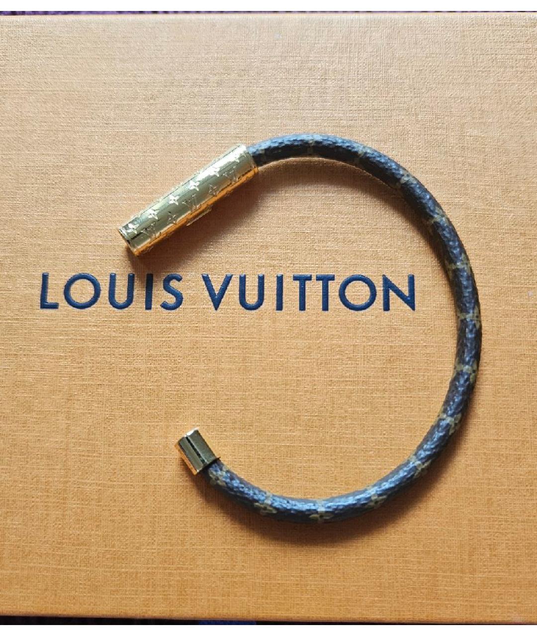 LOUIS VUITTON Коричневый кожаный браслет, фото 5