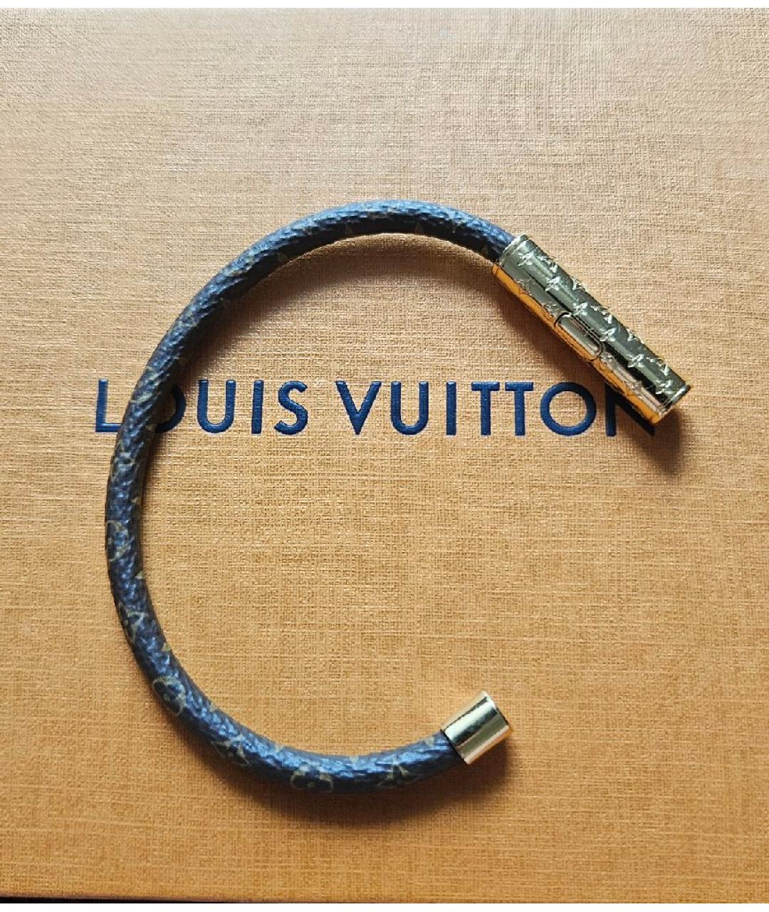 LOUIS VUITTON Коричневый кожаный браслет, фото 3