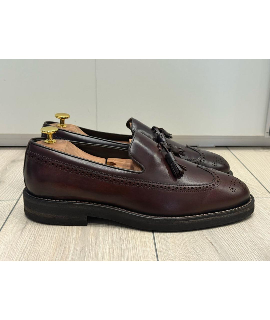BRUNELLO CUCINELLI Бордовые кожаные лоферы, фото 5