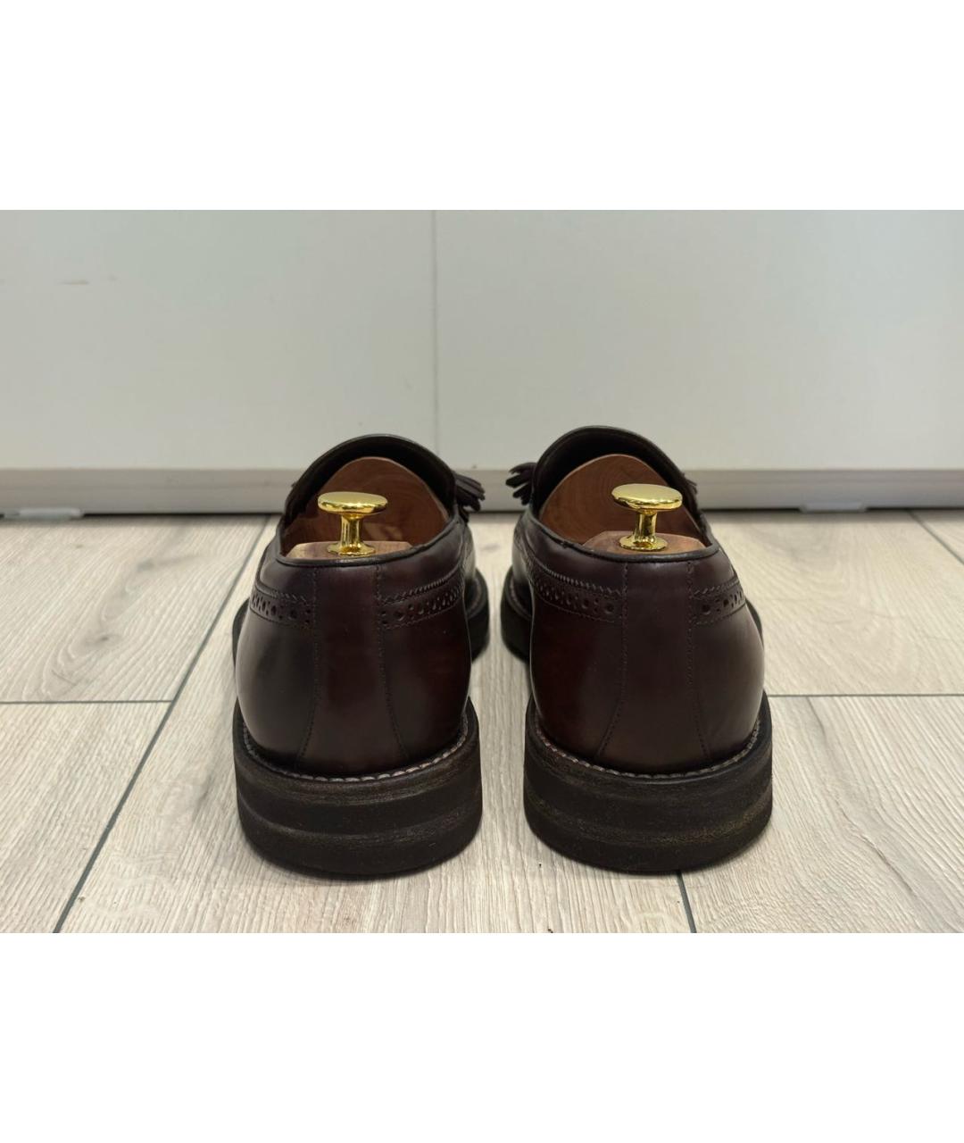 BRUNELLO CUCINELLI Бордовые кожаные лоферы, фото 4