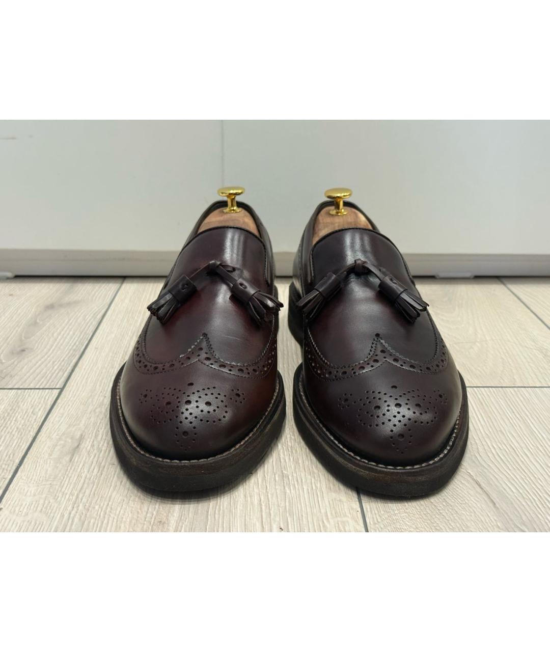 BRUNELLO CUCINELLI Бордовые кожаные лоферы, фото 2