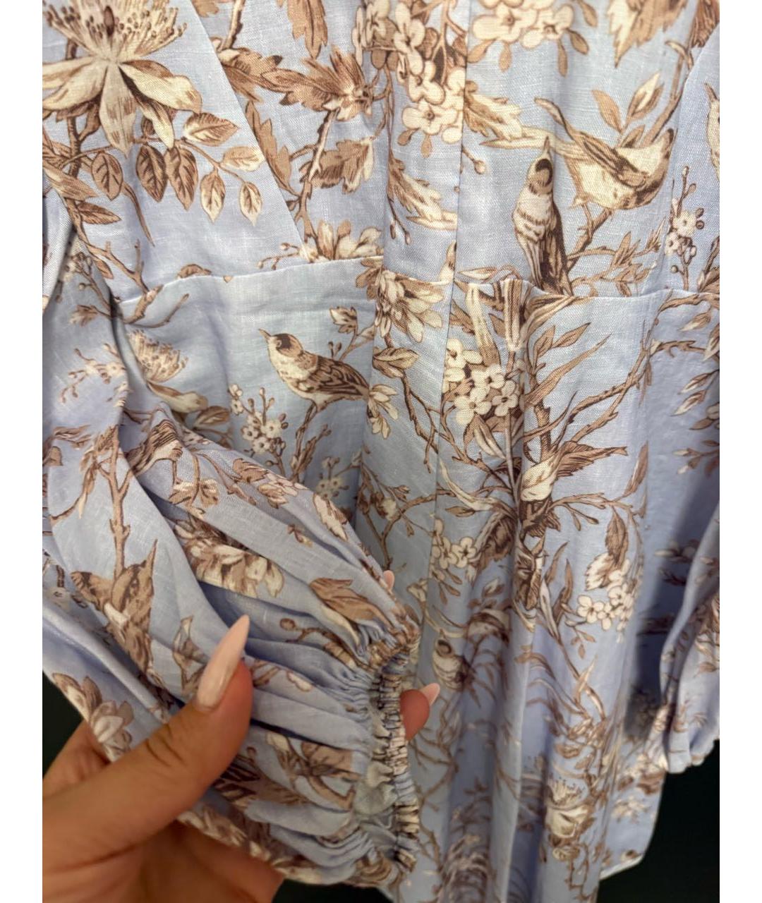 ZIMMERMANN Голубое льняное повседневное платье, фото 4